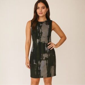 Love Moschino Black Olive Gray Abstract Bodycon Dress - Size 12